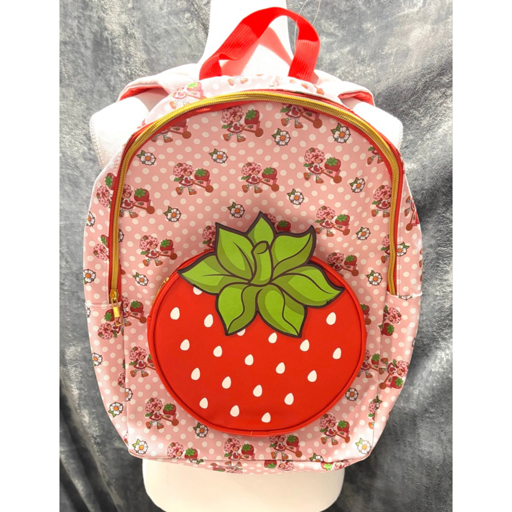 NWT Strawberry Shortcake Pink & Red Full Size Backpack with 3D Strawberry Pocket